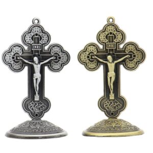 Metal Cross Crucifix Catholic Christian Bitter Catholic Jesus Eastern Orthodox Church Apostle Home Car Retro Religious Ornament