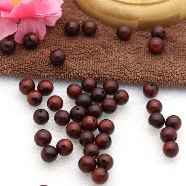 KOMI Natural Wood Beads Round Rose Wooden Bead 8mm 50pcs Pack Loose Bulk Wooden Beads for Crafts Jewelry Accessories Parts