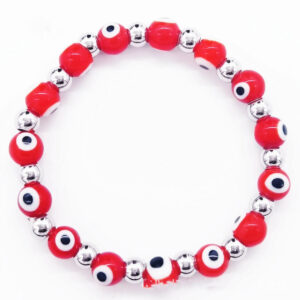 KOMI Stainless Steel Beaded Bracelet Glass Eye Bead Bracelet Diy Stretch Rope Bracelet