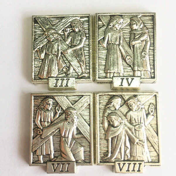 KOMI Mixed Set of 15PCS Large Jesus Geometric Square Figurines Sets in Antique Silver for Religious Jewelry Accessories Matching