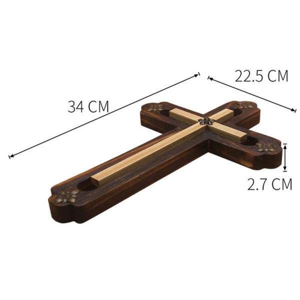 KOMI Black Grooved Wall Hanging Cross Hardware with Iron Flower Wooden Crafts Custom Products