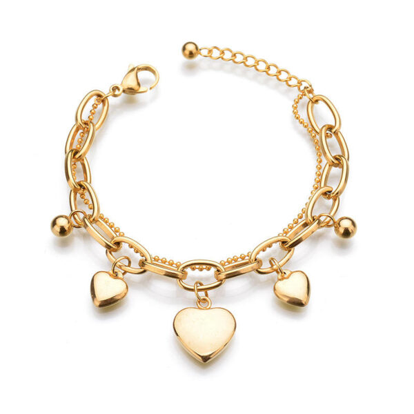 KOMI Fashion Titanium Steel Bracelet Double Layer Tree of Life Cross Heart Charms Bracelets Bangles for Women Party Wristband