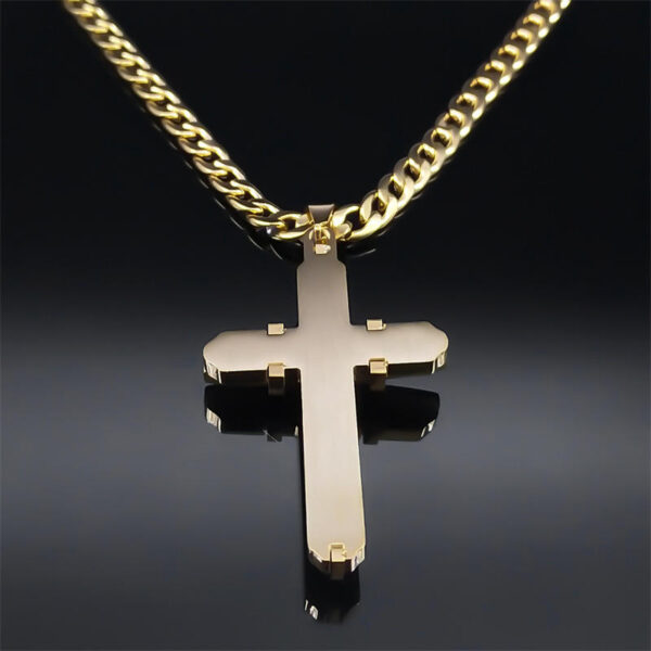 KOMI Hot Sale Classic Creative Cross Pendant Stainless Steel Men's Religious Necklace