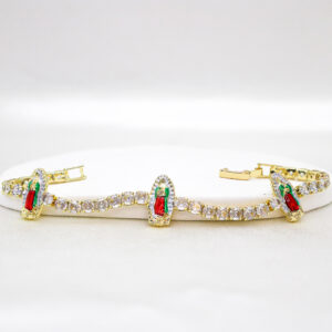 KOMI 14K Gold Plated Cubic Zirconia Dainty Tennis Bracelet Zircon Virgin Mary Bracelet for Women Gold Bracelets Bangle for Women