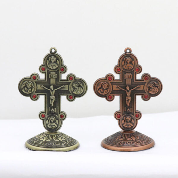 Hot Sale Cross Crafts Wholesale Jesus Christian Catholic Desktop Decoration Metal Religious Jewelry Crafts Ornaments