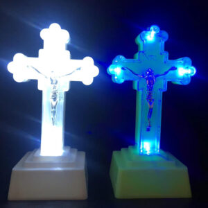 18cm Electronic LED Cross Jesus Christ Night Light Christian Catholic Holy Object Home Decoration