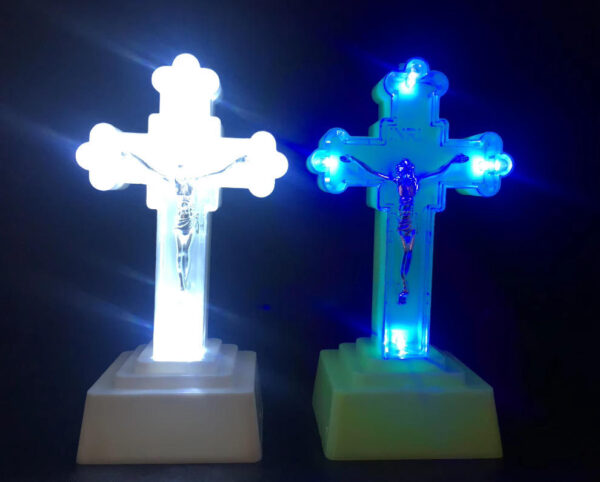 18cm Electronic LED Cross Jesus Christ Night Light Christian Catholic Holy Object Home Decoration
