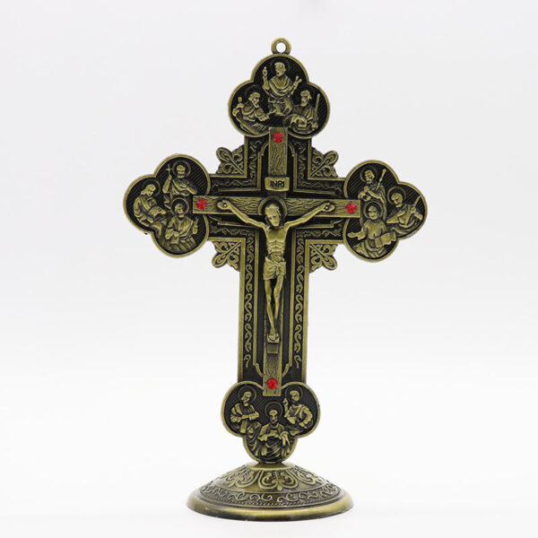 Cross Stand Cristian Crucifix Antique Finish Religious Figure Jesus Cross Crucifix Figurine Religious Gifts