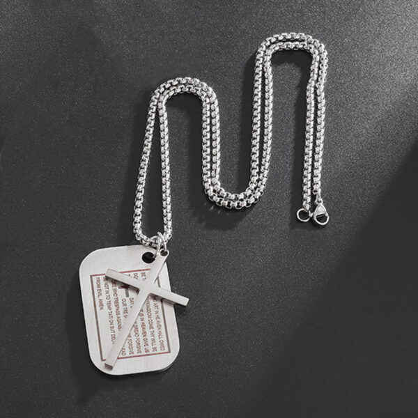 c36bf6f4c73be077120841f71664511a_Hc0b6d0e84cc1449ab2239cba2da78f4cJ_avif=close&webp=close "KOMI Titanium Steel Jewelry Stainless Steel Hangtag Cross Pendant Necklace for Men Cross Necklace for Boys Gift "