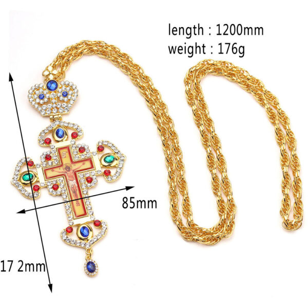KOMI Fashion Large Rhinestone Crown Jesus Cross Pendant Necklaces Long Chain Necklaces for Women Wedding Birthday Gifts