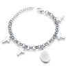KOMI Fashion Titanium Steel Bracelet Double Layer Tree of Life Cross Heart Charms Bracelets Bangles for Women Party Wristband