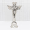 KOMI Bell Base Vintage Gold/Silver Metal Crucufix Cross Pendant Home Office Car Decoration Artifact Standing Table Ornament Gift