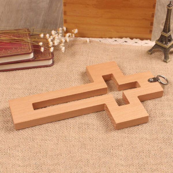 KOMI Hand Hold Beech Wood Cross Wall Hanging Wooden Cross Religious Spiritual Hollow Cross for Church Decoration Crafts Gifts