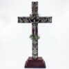 KOMI Solid Wood Embedded Zinc Alloy Fourteen Via Dolorosa Floating Statues Standing Wall Cross Decoration