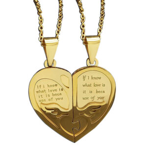 KOMI Stainless Steel Necklace for Women Men Couples Gift Gold Heart Heart Pendant Jewelry