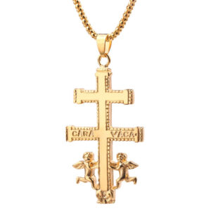 KOMI Cross Angel Necklace CARA VACA Cupid Cross Necklace Pendant Fashion Jewelry for Men and Women