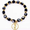 KOMI Stainless Steel Beaded Bracelet Glass Eye Bead Bracelet Diy Stretch Rope Bracelet