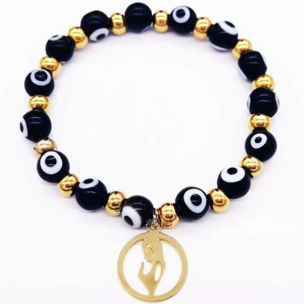 KOMI Stainless Steel Beaded Bracelet Glass Eye Bead Bracelet Diy Stretch Rope Bracelet