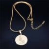 KOMI Dainty Figure Necklaces for Women 18K Gold Plated Stainless Steel Round Coin Disc Virgin Mary Pendant Necklace Jewelry Gift