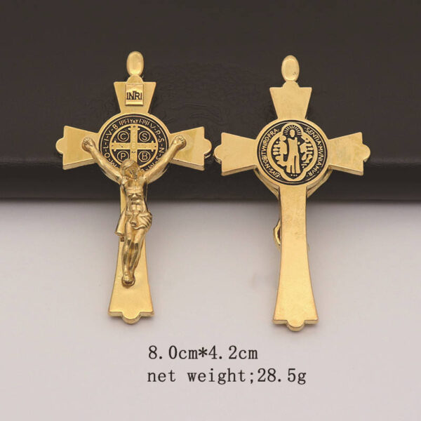 Wholesale Gold Plated St.Benedict Crucifix Cross Pendant Necklace Keychain Religious Jesus Cross Craft Gifts for Men