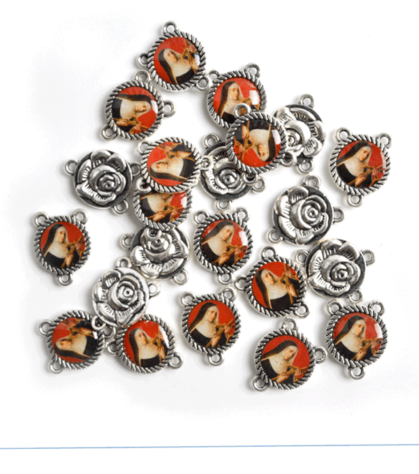 Rose Pendant Medallion Accessories Jesus Wooden Triangle Accessories Catholic Charm Religious Prayer Rosary DIY Manual Connector