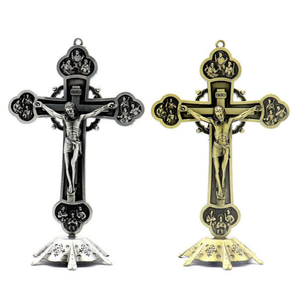 2024 New Christian Bitter Christian Bitter Jesus Catholic Cross Standing Standing Office Car Ornaments Crucifix Wall Crucifix