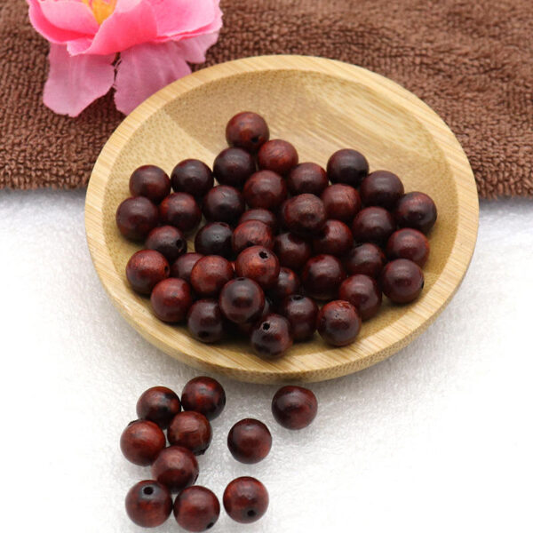 KOMI Natural Wood Beads Round Rose Wooden Bead 8mm 50pcs Pack Loose Bulk Wooden Beads for Crafts Jewelry Accessories Parts