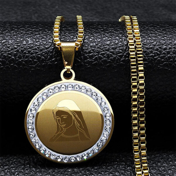 KOMI Mary Pendant Lady Necklace Cross Border Stainless Steel Religious Round Brand Jewelry