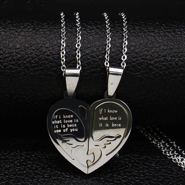 KOMI Stainless Steel Necklace for Women Men Couples Gift Gold Heart Heart Pendant Jewelry