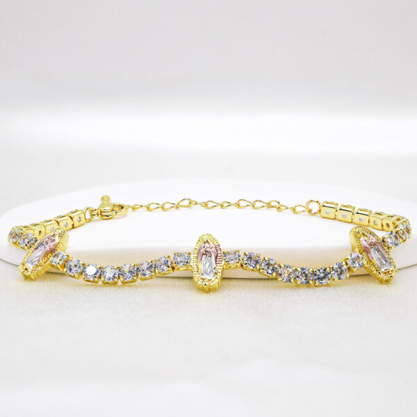 KOMI 14K Gold Plated Cubic Zirconia Dainty Tennis Bracelet Zircon Virgin Mary Bracelet for Women Gold Bracelets Bangle for Women