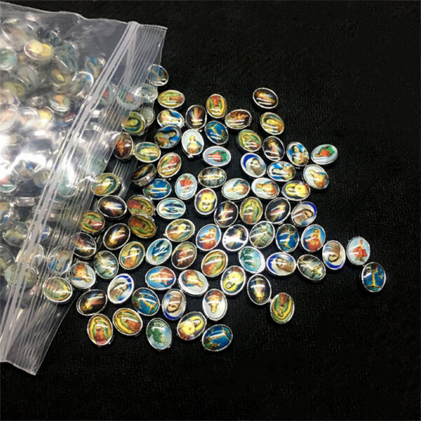 KOMI Drip Oil Stickers Religious Figures Jewelry Accessories Metal Charm Pendant for Prayer Rosary Necklace Bracelet Hanging