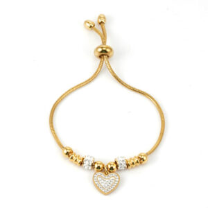 Komi 18K Gold Plated Stainless Steel Bracelet Fashion Women's Titanium Steel Heart Diamond Bracelet
