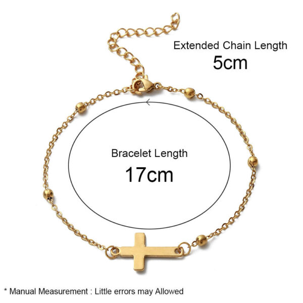 2023 Extension Chain Stainless Steel Rosary Bracelet Silver Adjustable Cross Pendant Bracelet