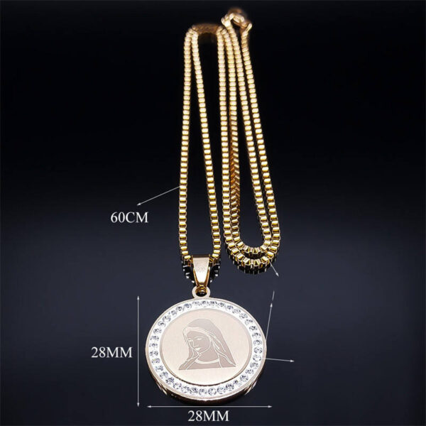 KOMI Mary Pendant Lady Necklace Cross Border Stainless Steel Religious Round Brand Jewelry