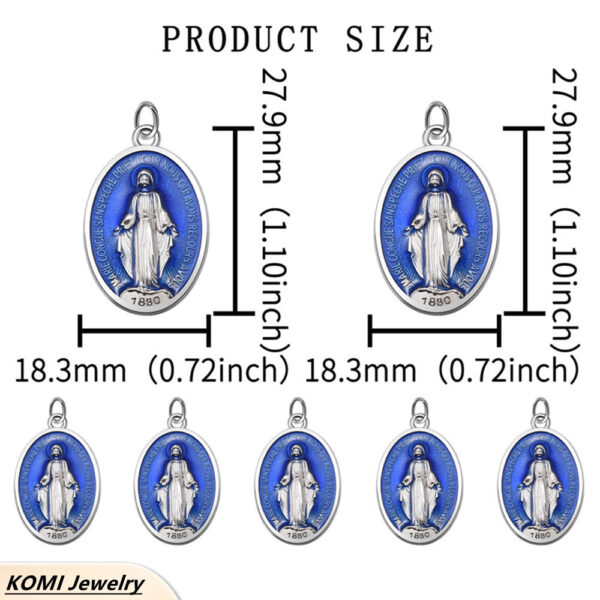 fe34d86a7bbf6946445bc24de21de68c_Ha0b4043dc396438fa72d4eef46525537B_avif=close&webp=close KOMI Blue Painting Religious Icon Oval Miraculous Medal Charm Pendants for Rosary Necklace Bracelet Earrings Making Accessories
