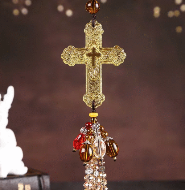 wechat_2025-09-01_141422_034 Colored Crystal Jesus Cross Car Pendant Car Interior Decoration Pendant