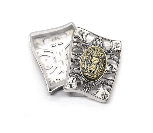 KOMI Catholic Rosary Alloy Box Vintage Silver Gold Metal Empty Box Necklace Bracelet Gift Box for Religious Jewelry Packing