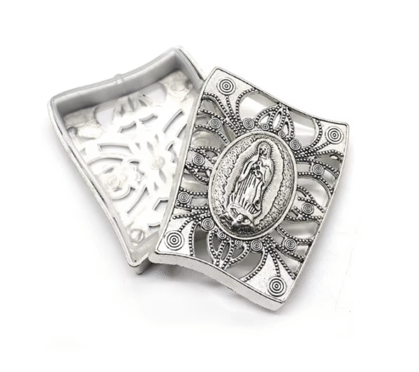 KOMI Catholic Rosary Alloy Box Vintage Silver Gold Metal Empty Box Necklace Bracelet Gift Box for Religious Jewelry Packing