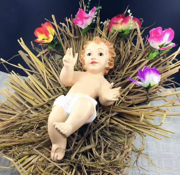 KOMI New LED Lights Carved Solid Wood with Different Christ Child Star Horse Bed Set Ornaments