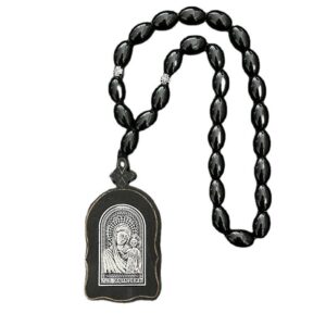 Dreamwork Russian Religious Jewelry Collection Men Geometric Wooden Alloy Virgin Mary Pendant Glass Beads Rosary Car Accessory