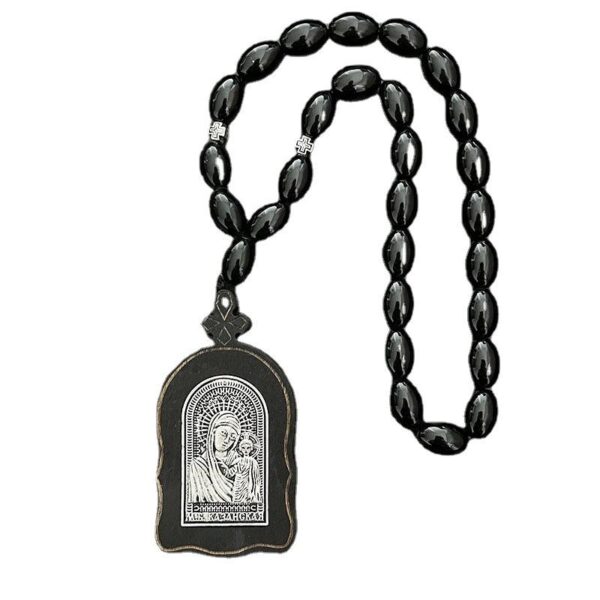Dreamwork Russian Religious Jewelry Collection Men Geometric Wooden Alloy Virgin Mary Pendant Glass Beads Rosary Car Accessory