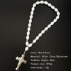 Dreamwork Rosaries Two-tone Paved Crystal Rhinestone Cross Pendant Necklace Glass Beads Rosary for Men Jewelry Gifts Car Parts