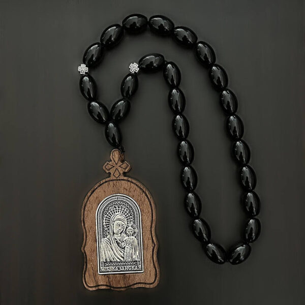 Dreamwork Russian Religious Jewelry Collection Men Geometric Wooden Alloy Virgin Mary Pendant Glass Beads Rosary Car Accessory