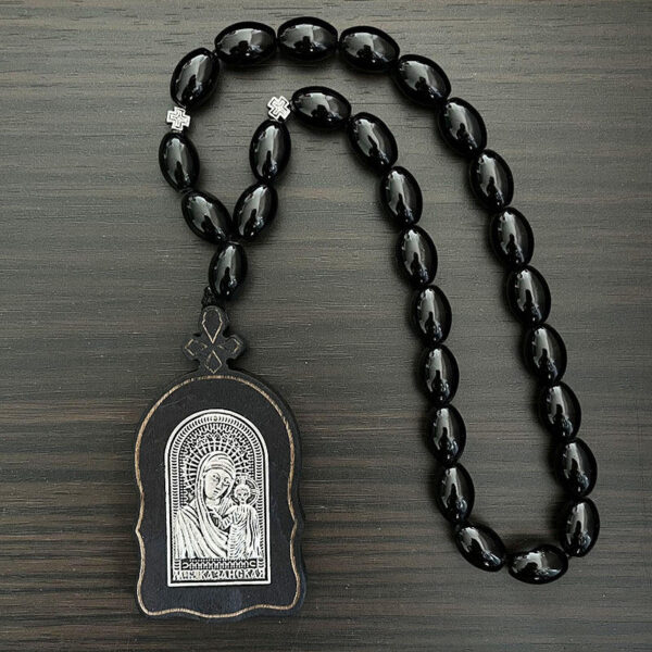 Dreamwork Russian Religious Jewelry Collection Men Geometric Wooden Alloy Virgin Mary Pendant Glass Beads Rosary Car Accessory