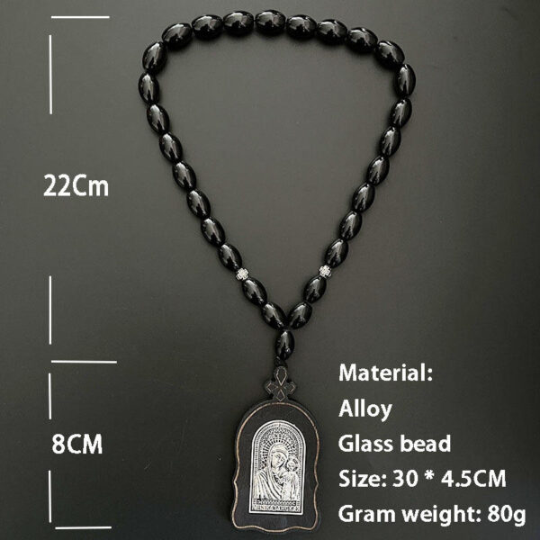 Dreamwork Russian Religious Jewelry Collection Men Geometric Wooden Alloy Virgin Mary Pendant Glass Beads Rosary Car Accessory